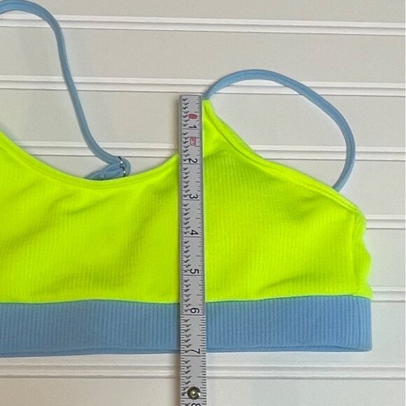 Womens Neon Green Ribbed Bikini Set – Small High Waist 2-Piece Swimsuit Cheeky - Picture 3 of 9